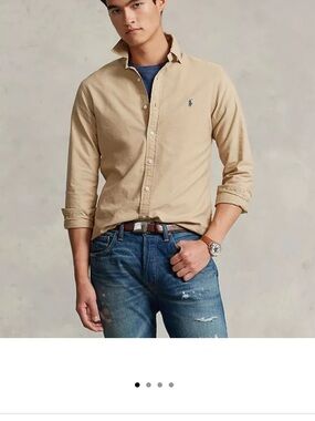 Polo by Ralph Lauren Men’s Button-Down Shirt in Tan